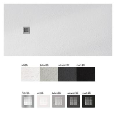 Xenz Soft douchevloer - 100x100x3 - vierkante afvoer rvs - wit mat STS100100-03-52 Xenz Soft douchevloer - 100x100x3 - vierkante afvoer rvs - wit mat STS100100-03-52