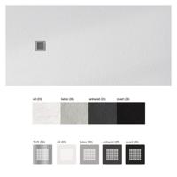 Xenz Soft douchevloer - 100x100x3 - vierkante afvoer rvs - wit mat STS100100-03-52 - thumbnail