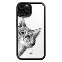 iPhone 12 Pro zwarte case - Kat kiekeboe - thumbnail