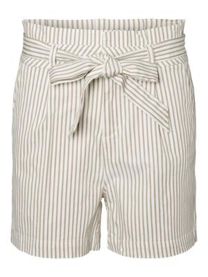 VERO MODA gestreepte high waist wide leg bermuda wit/beige VERO MODA gestreepte high waist wide leg bermuda wit/beige