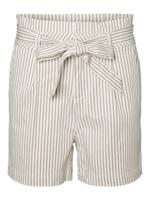 VERO MODA gestreepte high waist wide leg bermuda wit/beige - thumbnail