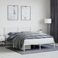 Bedframe met hoofdbord metaal wit 150x200 cm - thumbnail