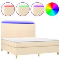 Boxspring met matras en LED stof crèmekleurig 180x200 cm - thumbnail