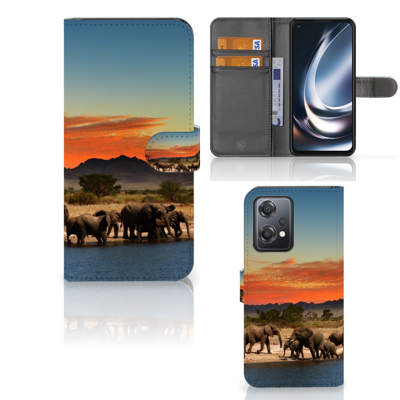 OnePlus Nord CE 2 Lite | Telefoonhoesje | Met pasjeshouder | Olifanten