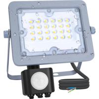 LED Bouwlamp met Bewegingssensor - 20W - 6500K Helder Wit - IP65 Waterdicht - Kantelbaar - Mat Grijs Aluminium - thumbnail