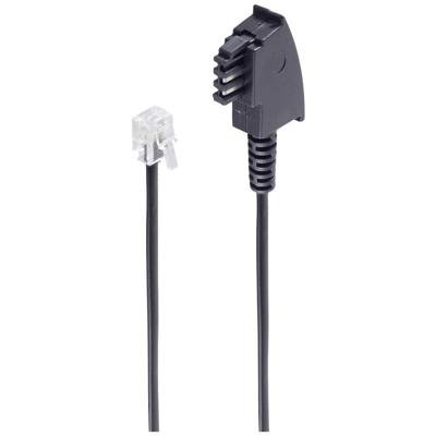 Shiverpeaks Telefoon (analoog) Aansluitkabel [1x Telefoonstekker Duitsland (TAE-F) - 1x RJ11-stekker 6p4c] 3 m Zwart