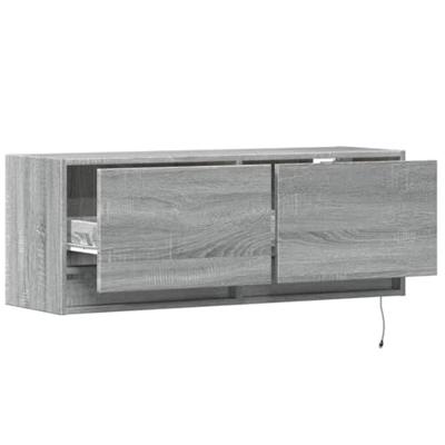 Tv-wandmeubel met LED-verlichting 100x31x35 cm grijs sonoma