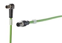 Metz Connect 142M1D19010 M12 Netwerkkabel, patchkabel CAT 5e SF/FTP 1.00 m Groen PUR-mantel, Zuurbestendig, Ozonbestendig, UV-bestendig, Geschikt voor - thumbnail