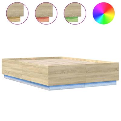 Bedframe met LED-verlichting sonoma eiken 200x200 cm - thumbnail