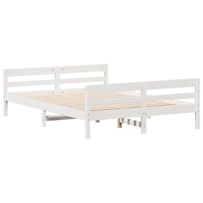 Bedframe met hoofdbord massief grenenhout wit 120x200 cm