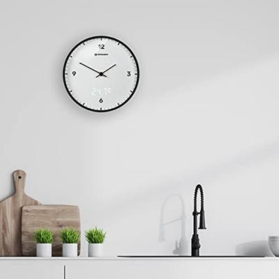 BRESSER MyTime LEDsec wandklok 24 cm met temperatuurweergave (wit)