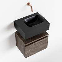 MONDIAZ ANDOR 40cm toiletmeubel dark brown. LEX 40cm wastafel urban rechts geen kraangat - thumbnail