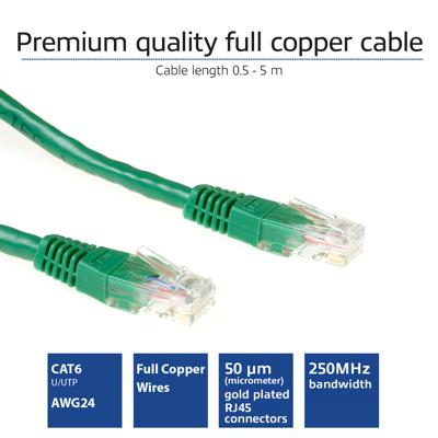 ACT Groene 3 meter U/UTP CAT6 patchkabel met RJ45 connectoren