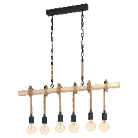 Eglo Landelijke hanglampYoungstown 6-lichts zwart met hout - 43319 - thumbnail