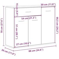Dressoir ambachtelijk spaanplaat hout ambachtelijk eikenkleurig - thumbnail