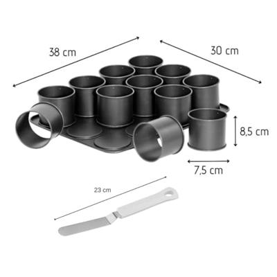 ZENKER Mini Cake Bakplaat en Glazuurspatel - Zwart Metallic