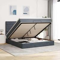 vidaXL Ottoman bed met matrassen en LED's 180x200cm fluweel donkergrijs, bedframe, ottoman bedframe, bedframe met opbergruimte onder het bed - thumbnail
