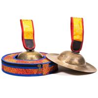 Tibetaanse Cymbalen - Set met Brokaattas (Large) - thumbnail
