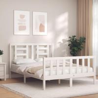 Bedframe zonder matras massief grenenhout wit 140x190 cm - thumbnail