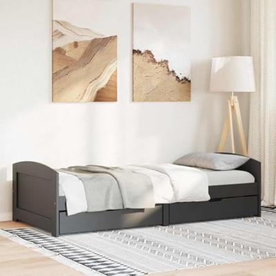 Slaapbank met 2 lades zonder matras IRUN 90x200 cm zwart Slaapbank met 2 lades zonder matras IRUN 90x200 cm zwart