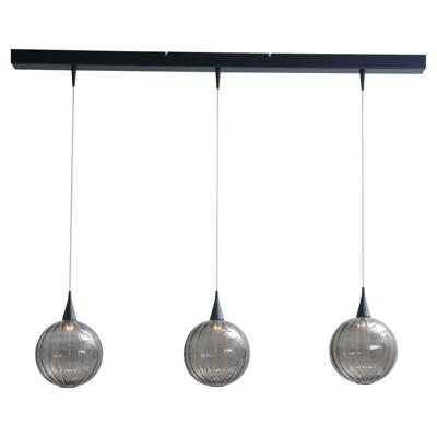 Masterlight Zwarte eettafel hanglampBocca met 3 blackline glasbollen - 2141-05-05-100-3-DW