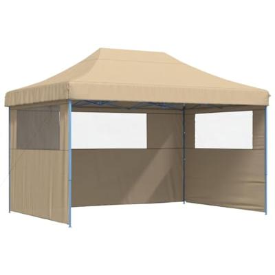 Partytent inklapbaar pop-up met 3 zijwanden beige Partytent inklapbaar pop-up met 3 zijwanden beige
