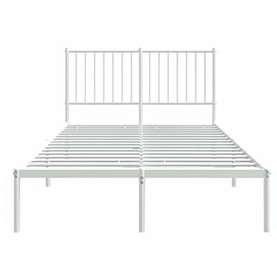 Bedframe met hoofdbord metaal wit 120x190 cm