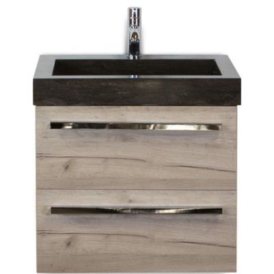 Seville Badmeubelset 60 cm - Craft Oak - Wastafel Hardsteen Wit Lucca