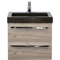 Seville Badmeubelset 60 cm - Craft Oak - Wastafel Hardsteen Wit Lucca - thumbnail