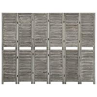Kamerscherm met 6 panelen 214x166 cm massief hout grijs - thumbnail