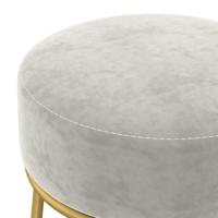 Hocker rond fluweel lichtgrijs - thumbnail