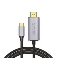 USB-C naar HDMI 2.0B kabel, 2m, zilver/zwart, gouden tips, SAVIO CL-171 - thumbnail