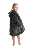 Draagbare deken met capuchon & mouwen - klein kind - grijs - thumbnail
