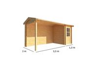 Blokhut, tuinhuisje met overkapping Fenna-Pleun 500 cm bij 200 cm diep zadeldak Warentuin Collection - Warentuin collection - thumbnail