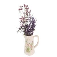 Clayre & Eef Decoratie Kan 15x10x19 cm Roze Beige Keramiek Bloemen - thumbnail