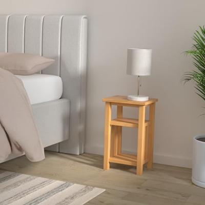 Bijzettafel met tijdschrifthouder 27x35x55 cm massief eikenhout Bijzettafel met tijdschrifthouder 27x35x55 cm massief eikenhout