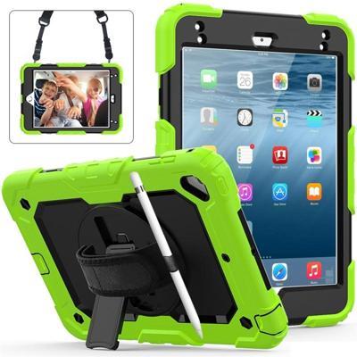Schokbestendige kleurrijke silicagel + PC beschermende case voor iPad mini 2019/Mini 4 met houder & schouderriem & hand riem & pen sleuf (groen)