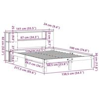 Bed met boekenkast zonder matras massief grenenhout 135x190 cm - thumbnail