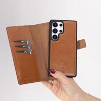 NorthLife Samsung Galaxy S25 Ultra - Leren Afneembare 2-in-1 bookcase telefoonhoes - Cognac - thumbnail