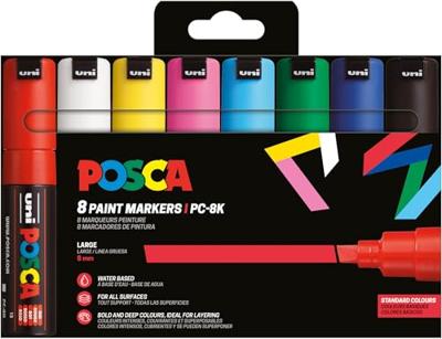Uni POSCA paintmarker PC-8K, 8 mm, etui van 8 stuks in basiskleuren Uni POSCA paintmarker PC-8K, 8 mm, etui van 8 stuks in basiskleuren