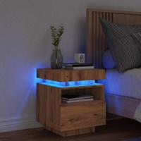 Nachtkastje met LED-verlichting 40x39x48,5 cm artisanaal eiken - thumbnail