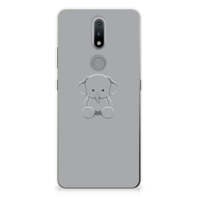 Nokia 2.4 Telefoonhoesje met Naam Grijs Baby Olifant Nokia 2.4 Telefoonhoesje met Naam Grijs Baby Olifant