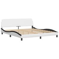 Bedframe met LED-verlichting kunstleer wit en zwart 180x200 cm - thumbnail