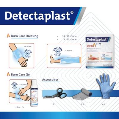 Detectaplast Burn Care Kit, volledig Eerstehulp uitrusting bij brandwonen Detectaplast Burn Care Kit, volledig Eerstehulp uitrusting bij brandwonen