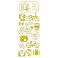 Creativ Company Stickers, om de wereld, vel 10x24 cm, ca. 15 stuk, goud, 1 vel - thumbnail
