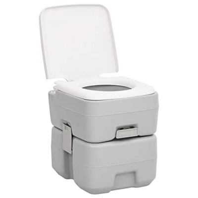 VidaXL Campingtoilet draagbaar 20+10 l hdpe grijs en wit