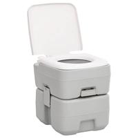 VidaXL Campingtoilet draagbaar 20+10 l hdpe grijs en wit - thumbnail