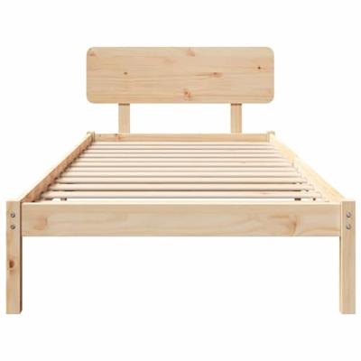 Bedframe met hoofdeinde Naturel 90 x 200 cm Massief grenenhout - thumbnail