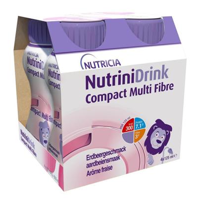 NutriniDrink Compact Multi Fibre Aardbeiensmaak 4x125ml