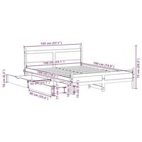 Bedframe zonder matras massief grenenhout wit 140x190 cm - thumbnail